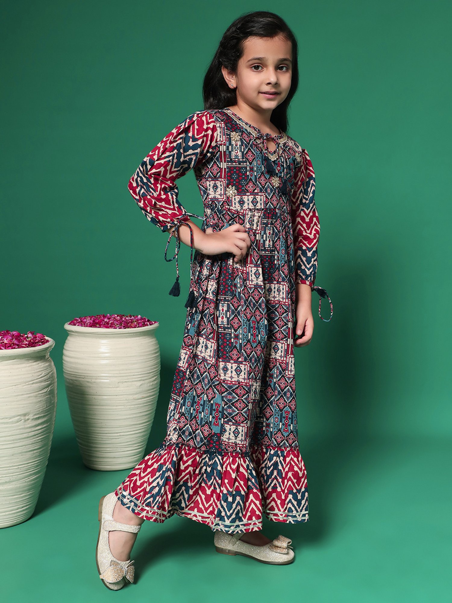 READIPRINT FASHIONS Kids Multicolor Printed Dress