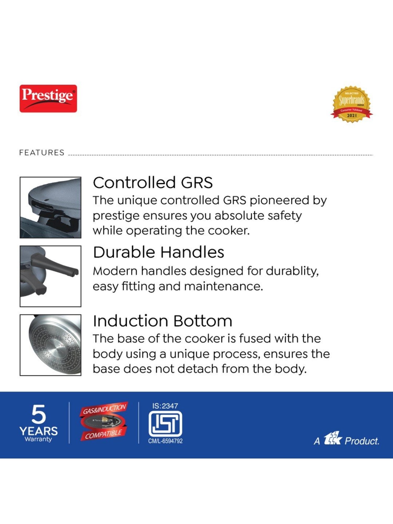 Pigeon Silver Stainless steel Pressure Cooker (10 L)