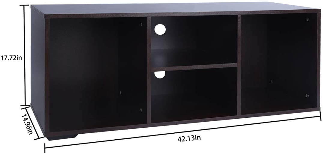 TINSAWOOD TV Stand Media Console with Wooden Frame Living Room Storage Cabinet Entertainment TV Stands,42 Inch