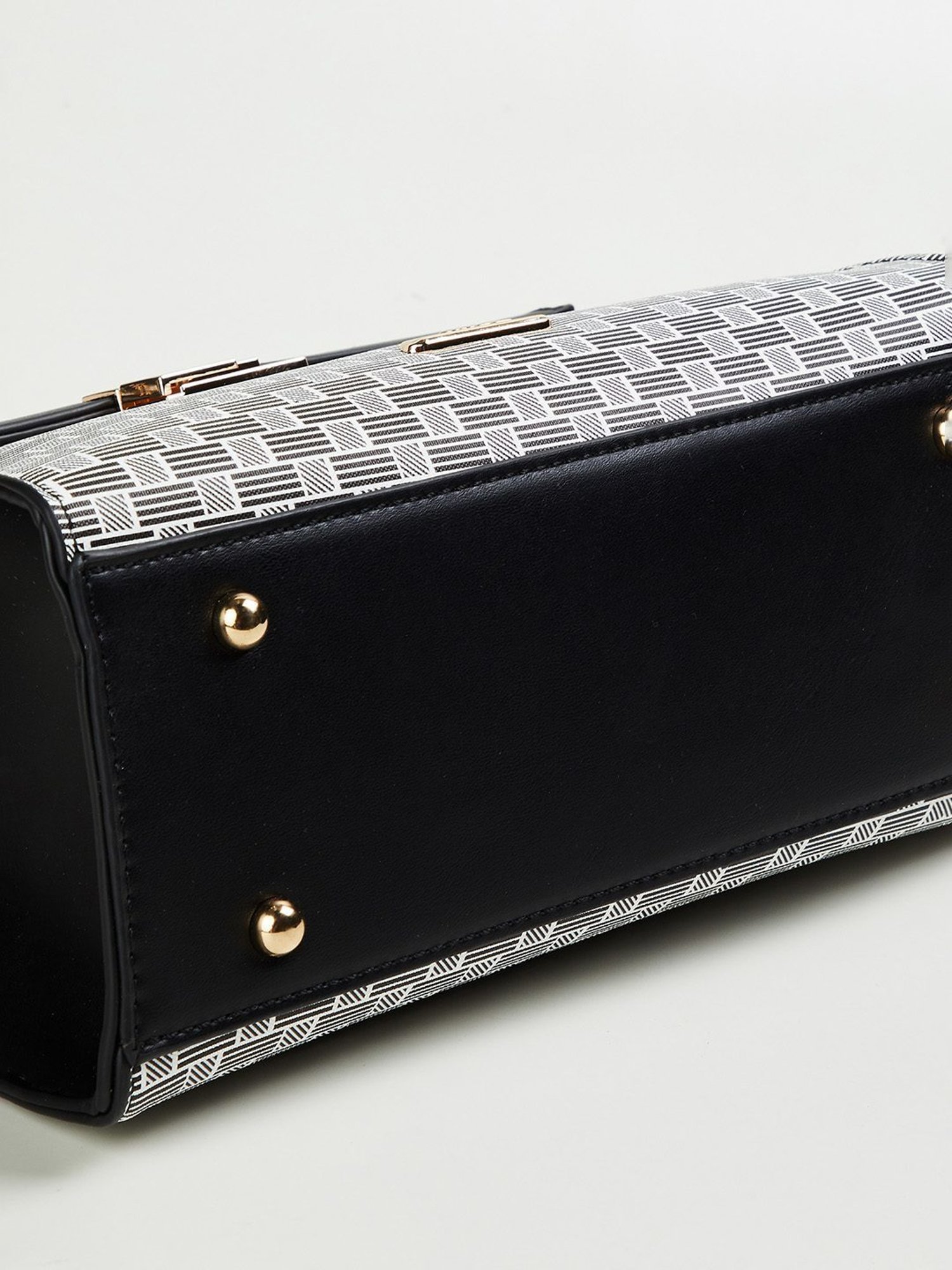 Code by Lifestyle Black Geometric Satchel Handbag