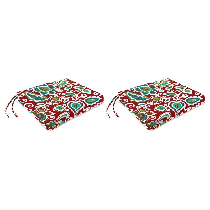 Outdoor Set Of 2 French Edge Seat Cushions In Faxon Rojo  - Jordan Manufacturing