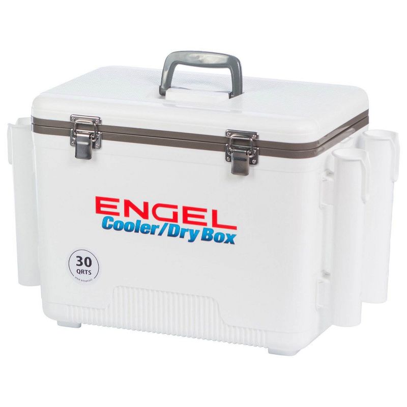 Engel Coolers 30 Quart 48 Can Lightweight Insulated Mobile Cooler Drybox, White