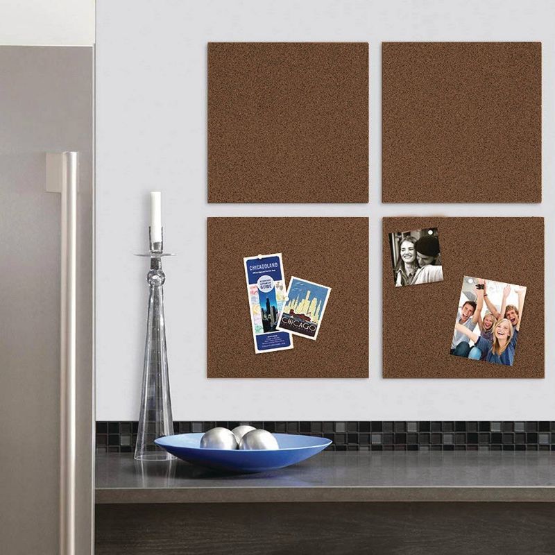 Quartet 12" 4pk Cork Board Wall Tiles