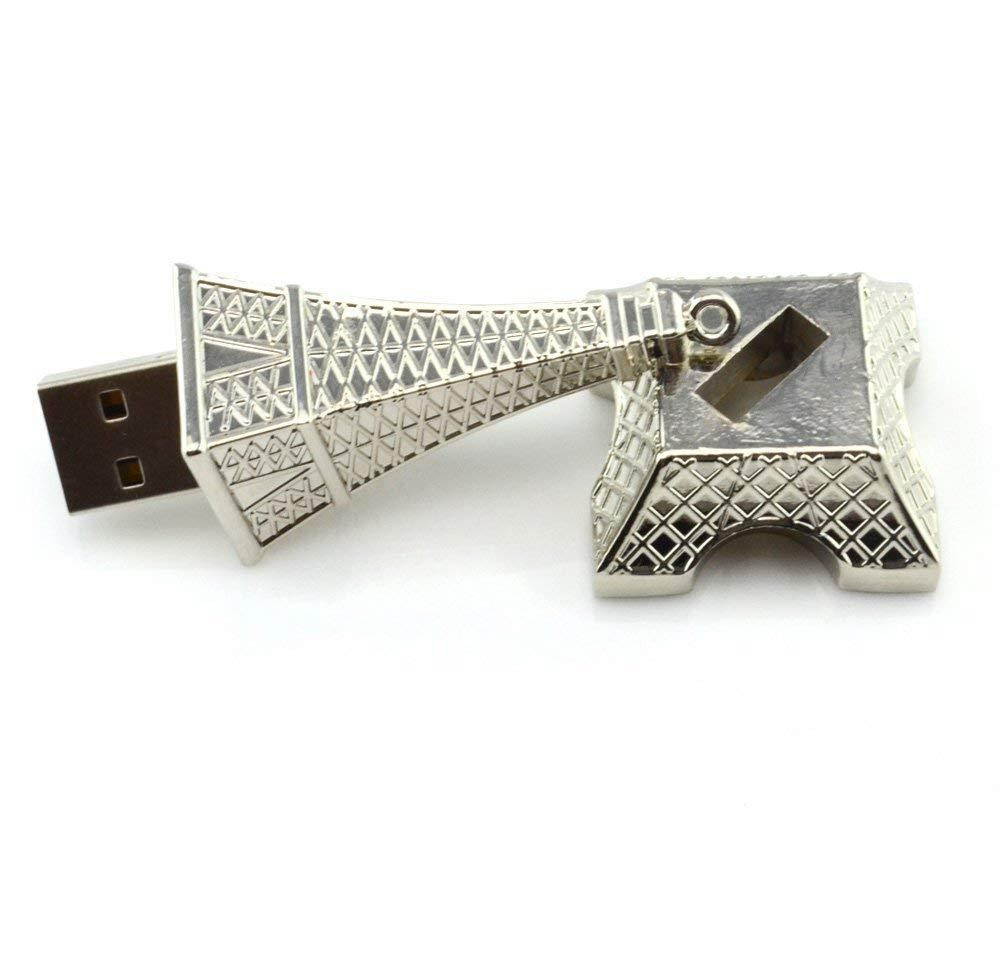 WooTeck 2 Pack 16GB Metal Eiffel Tower USB Flash Drive (Golden and Silver)