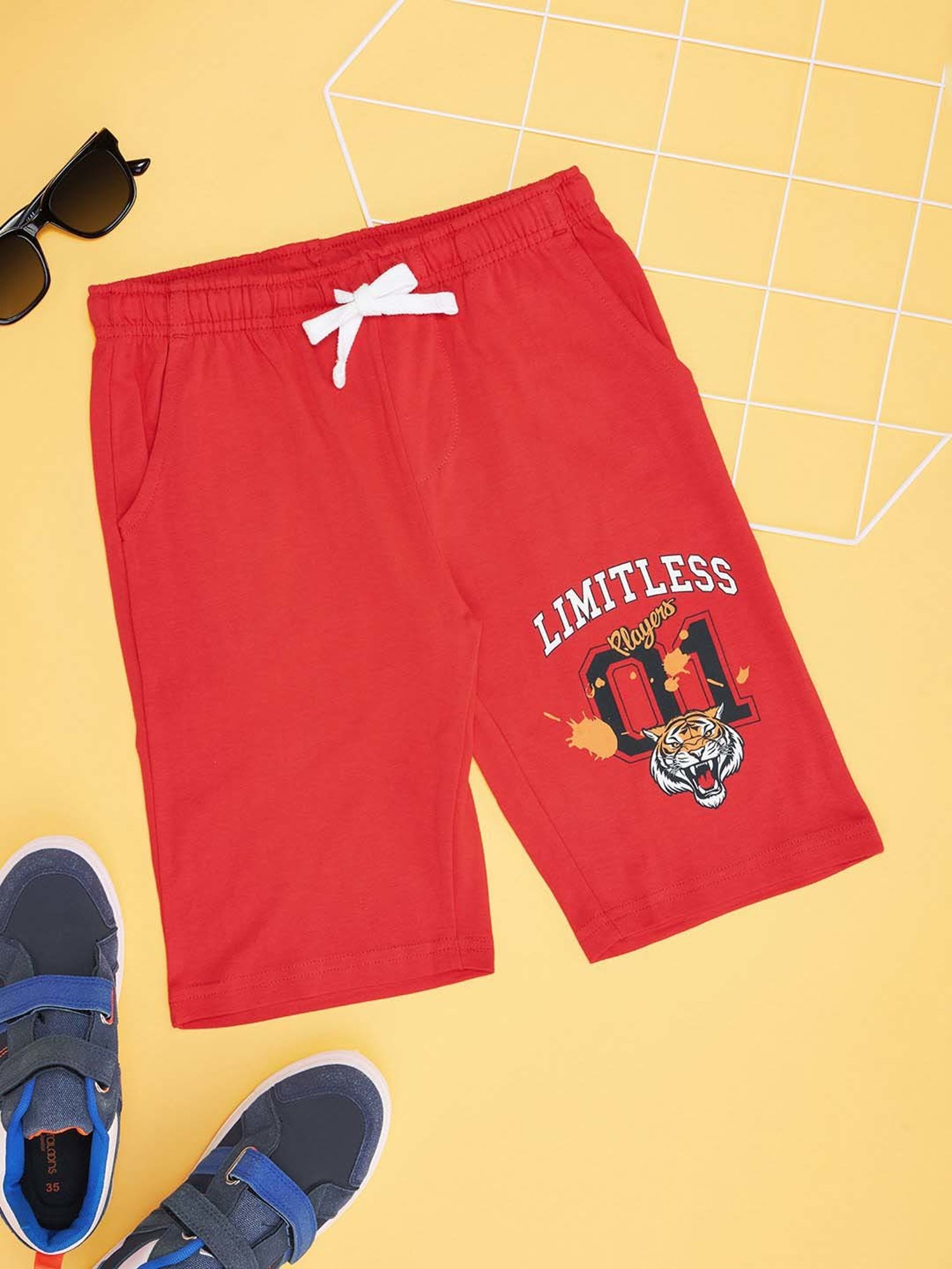 Pantaloons Junior Red Cotton Printed Shorts