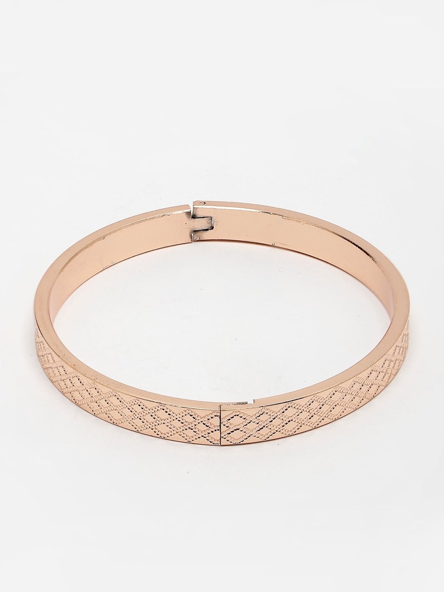 NVR Men Rose Gold Stainless Steel Kada Bracelet