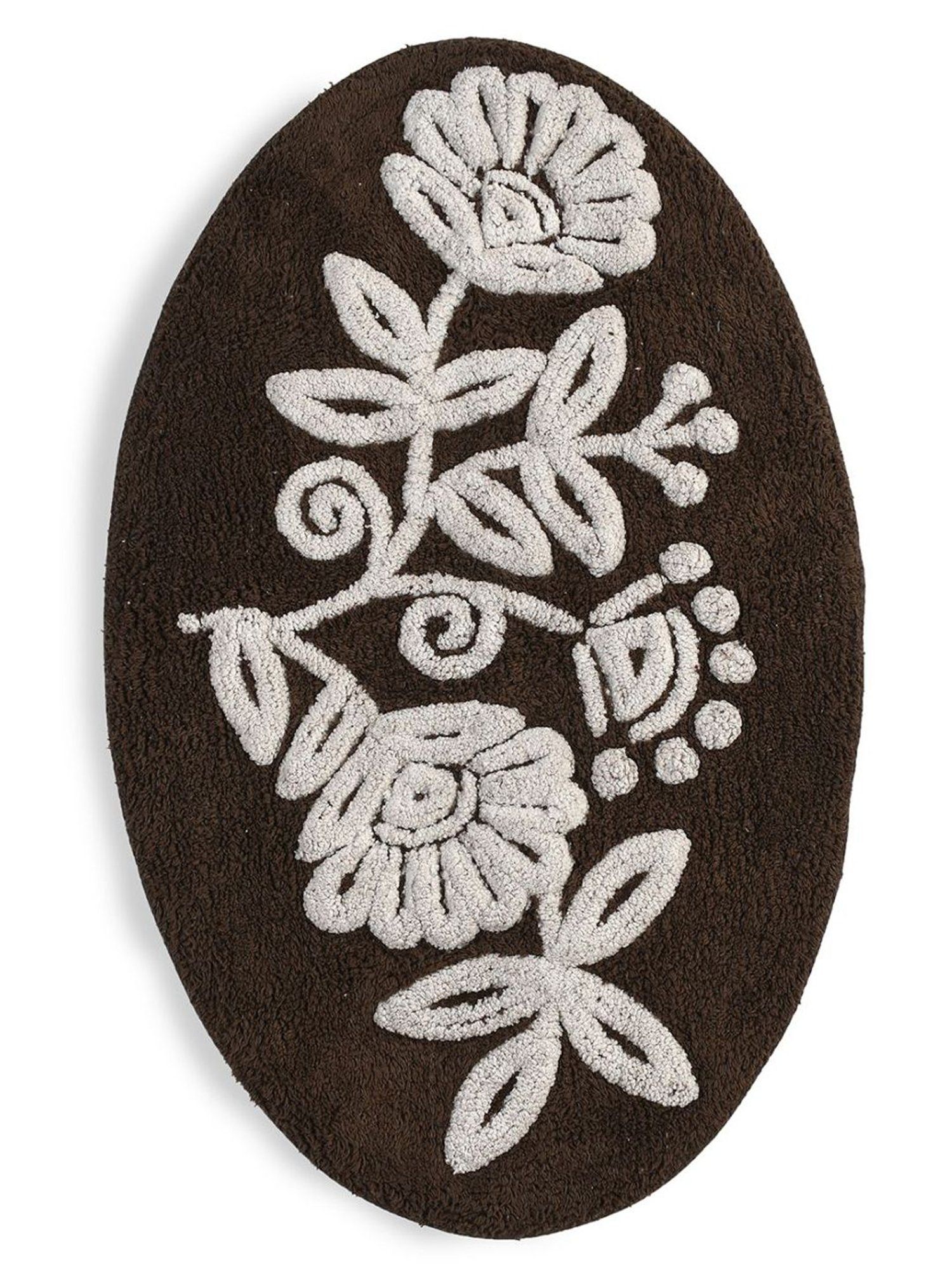 Saral Home Brown Microfiber Floral Bath Mat 50X80 cm