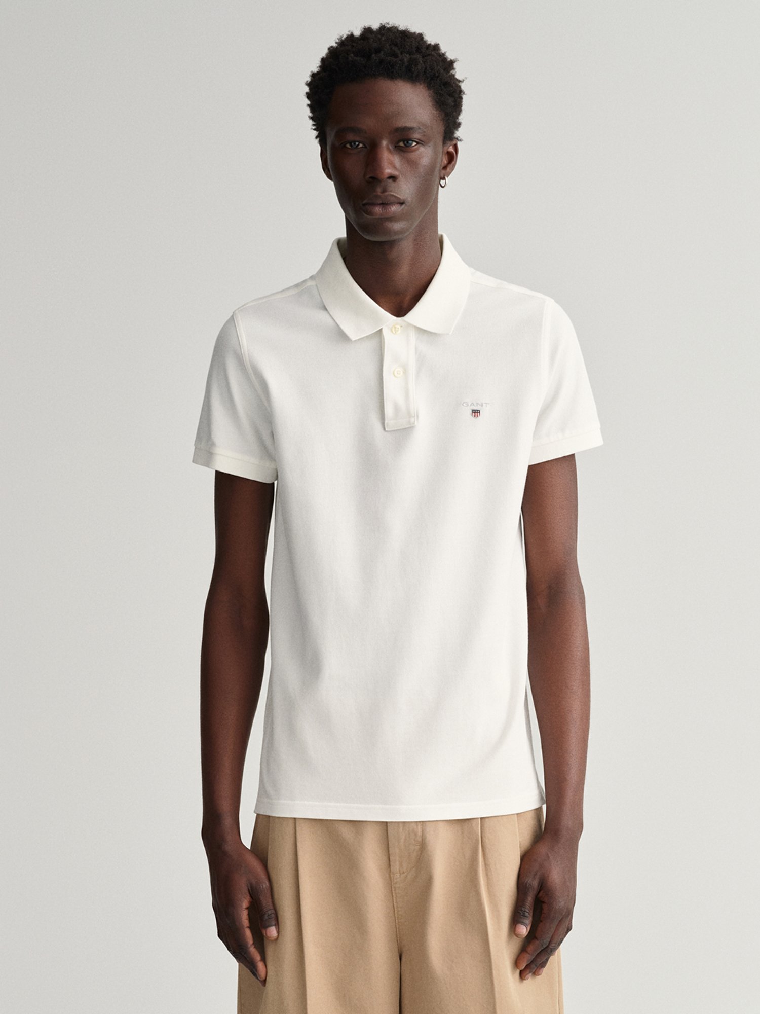 GANT White Slim Fit Cotton Polo T-Shirt