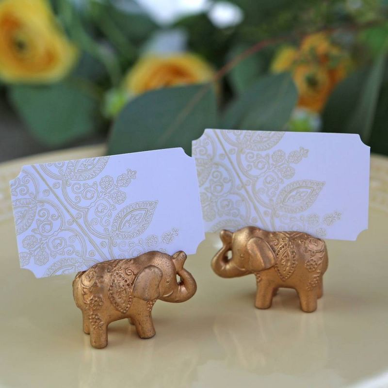 12ct Lucky Golden Elephant Place Card Holders - Gold