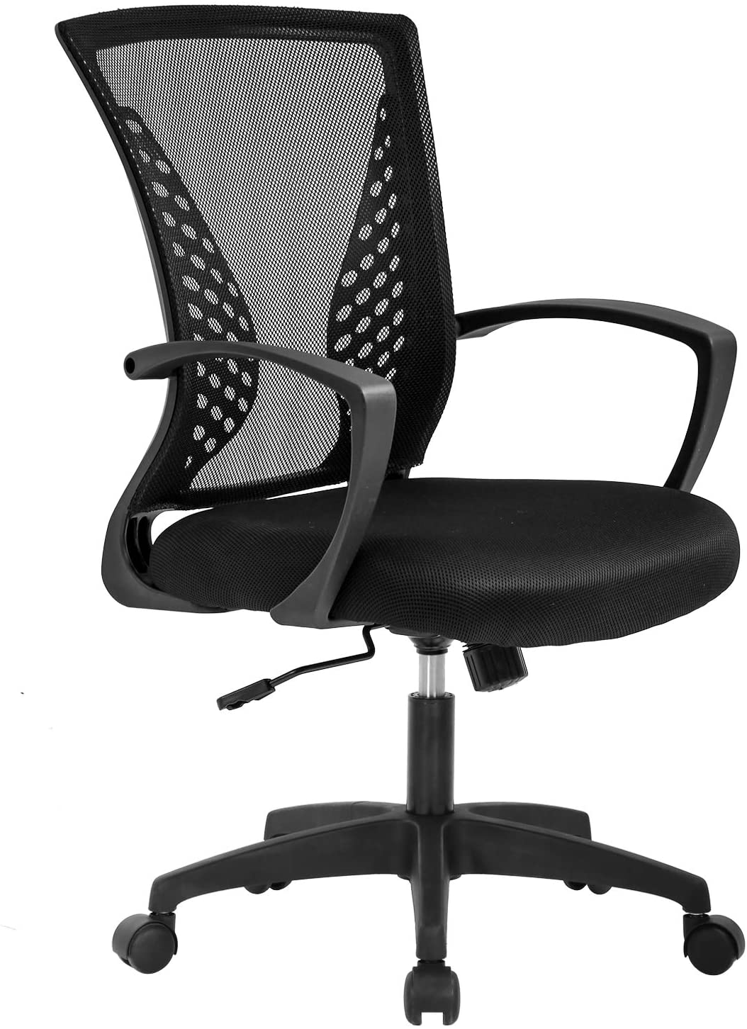 Ergonomic Office Chair Desk Computer Mesh Executive Task Rolling Gaming Swivel Modern Adjustable with Mid Back Lumbar Support Armrest for Home Women Men, Black