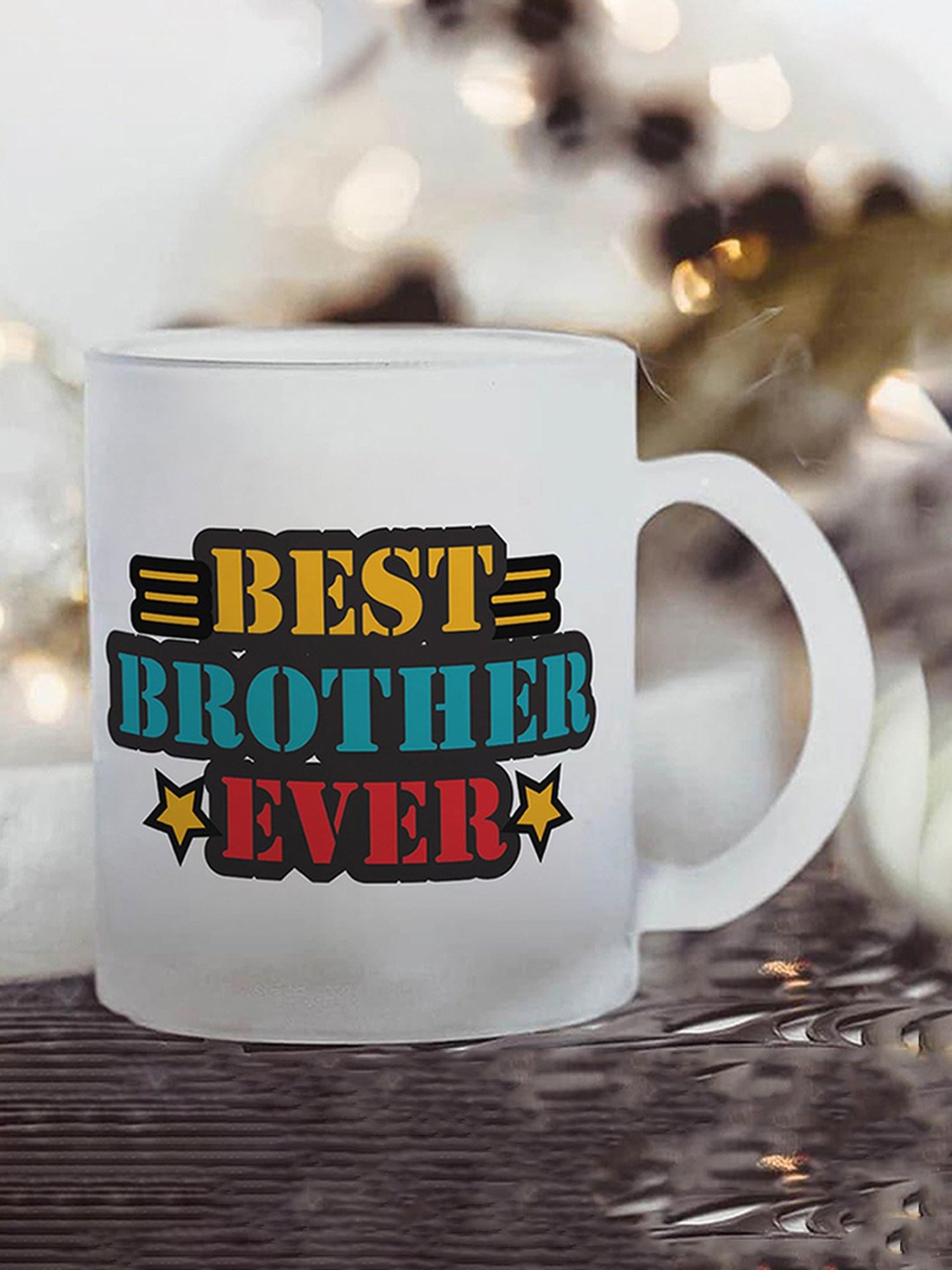 Gathari Best Brother Ever White Glass Frosted Coffee Mug 350 ml