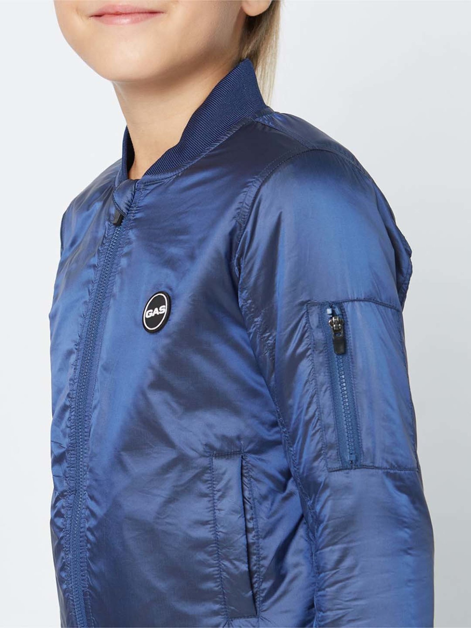 Gas Kids Blue Regular Fit Full Sleeves Bomber Jacket