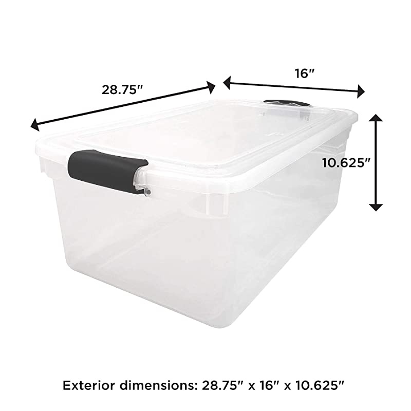 3441CLGRDC02 Clear Storage Container with lid 64 Quart 2 Pack Grey 2 Sets