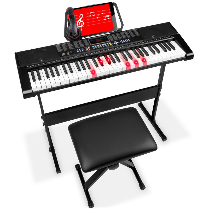 Best Choice Products 61-Key Beginners Electronic Keyboard Piano Set w/ LED, Lighted Keys, 3 Teaching Modes, Headphones
