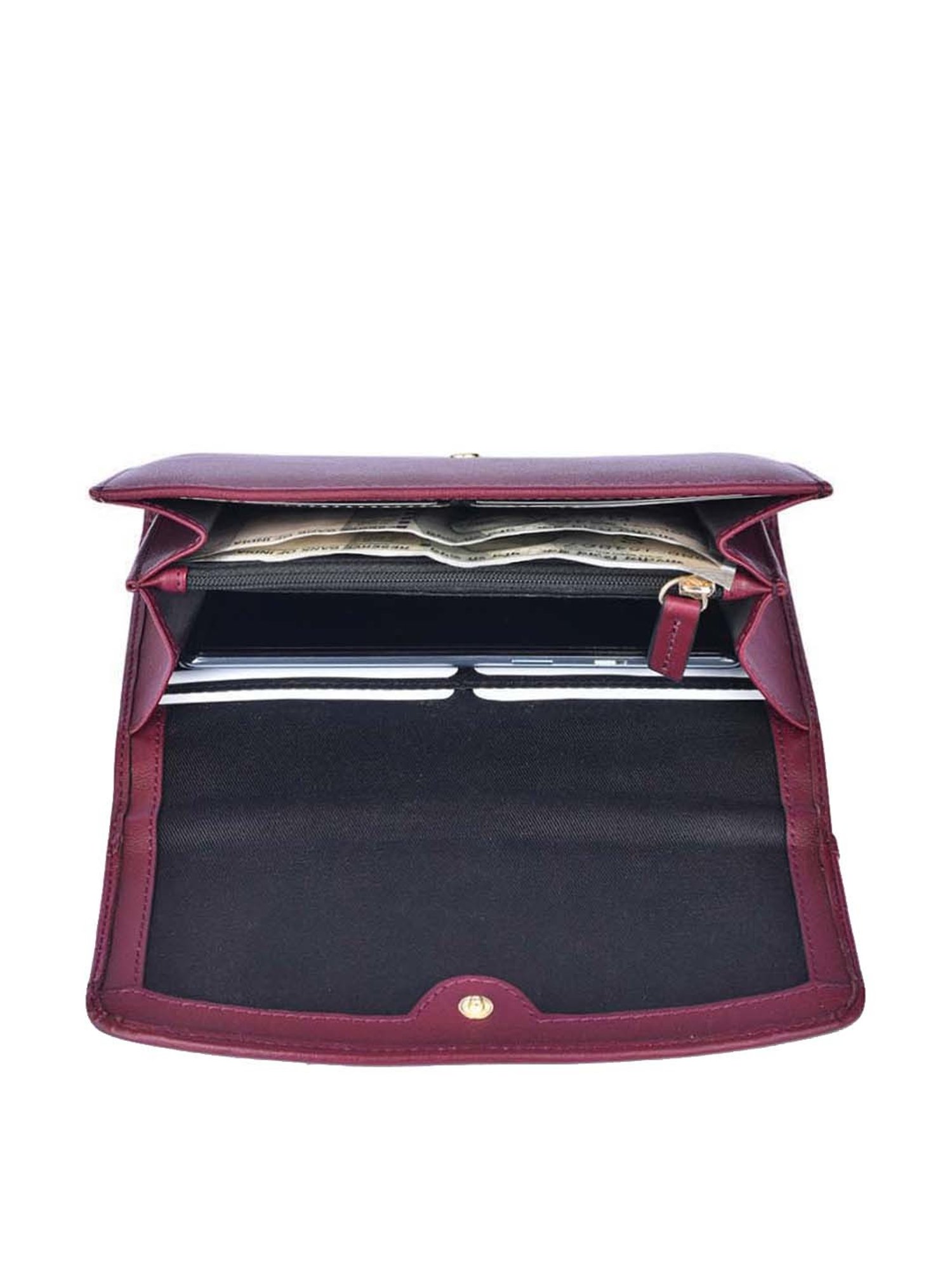 BELWABA Maroon Textured Wallet for Women