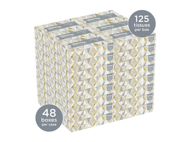 Kleenex Professional Facial Tissue for Business (21606), Flat Tissue Boxes, 48 Boxes / Case, 125 Tissues / Box