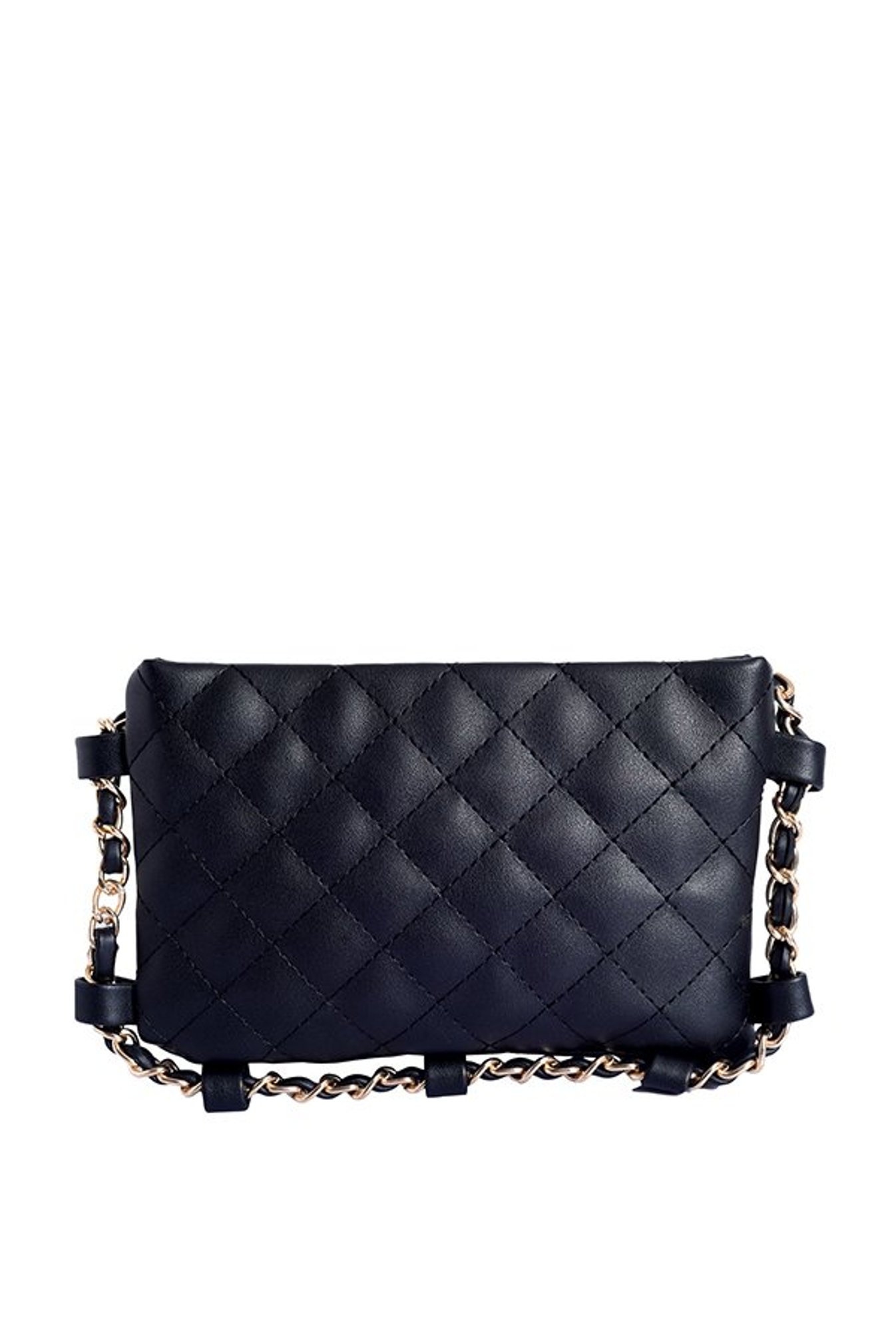 Lino Perros Black Textured Quilted Sling Bag