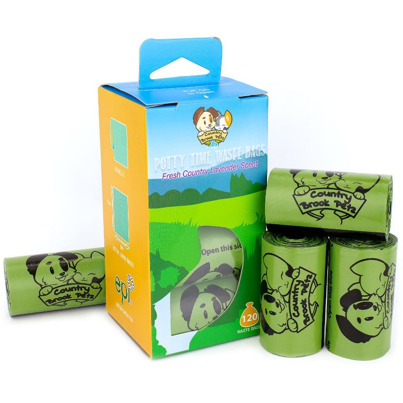 120 Count Country Brook Petz Lavender Scented Potty Time Waste Bags, 8 Rolls
