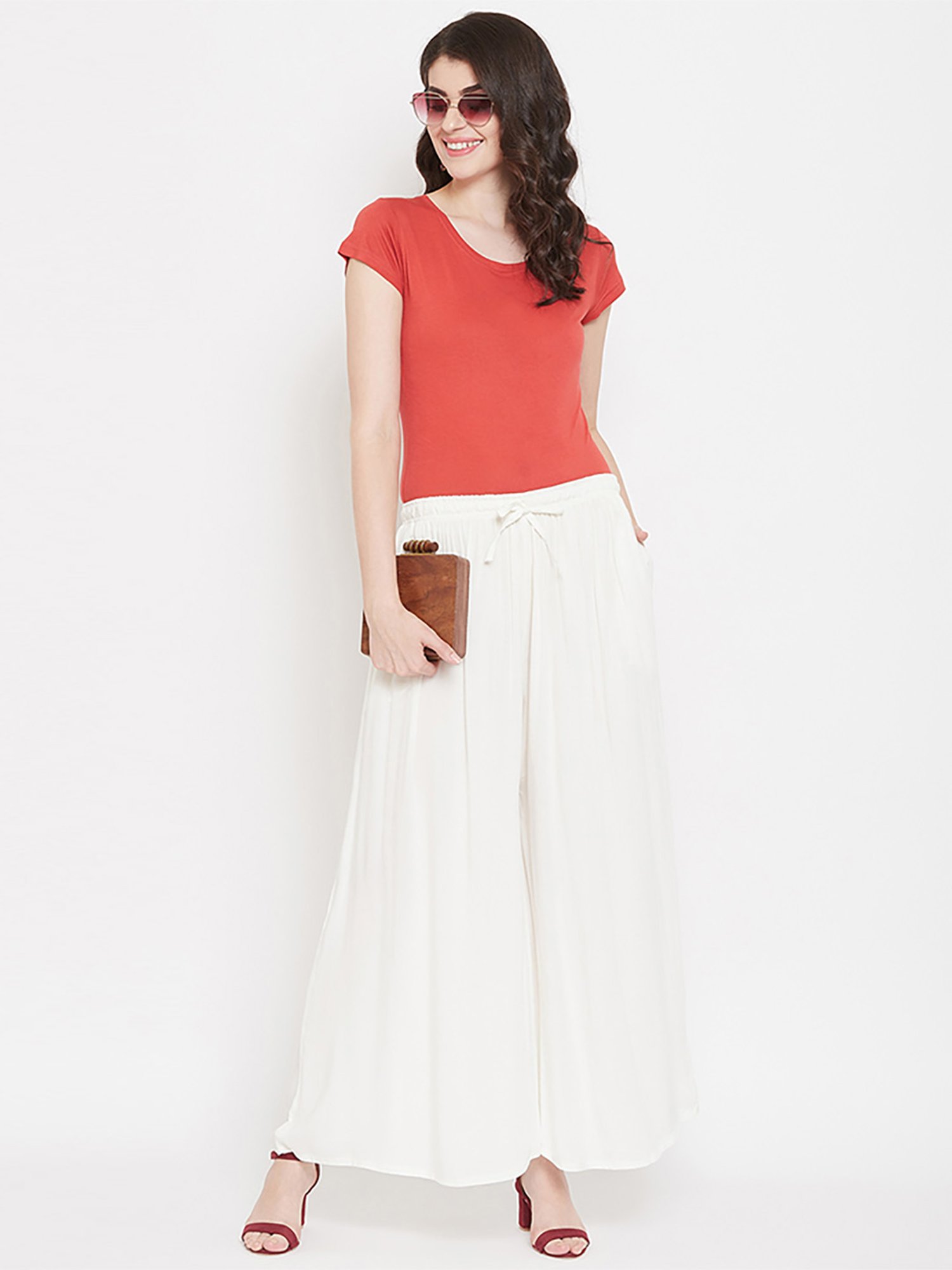 Castle Off-White Regular Fit Palazzos