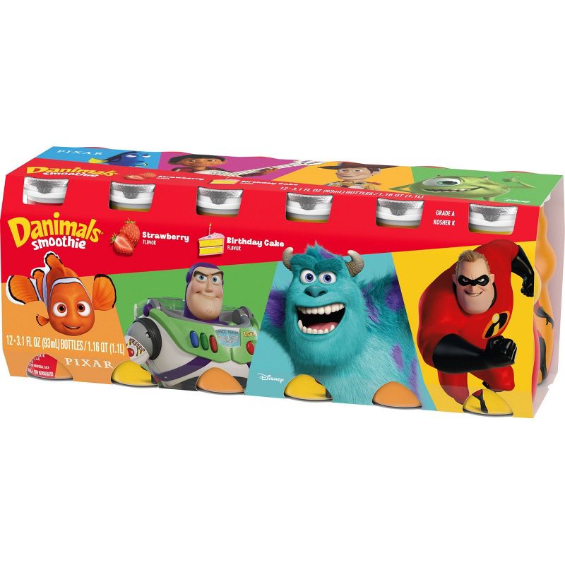 Dannon Danimals Blockbuster Strawberry & Birthday Cake Flavored Kids' Yogurt Smoothies - 12pk/3.1 fl oz bottles