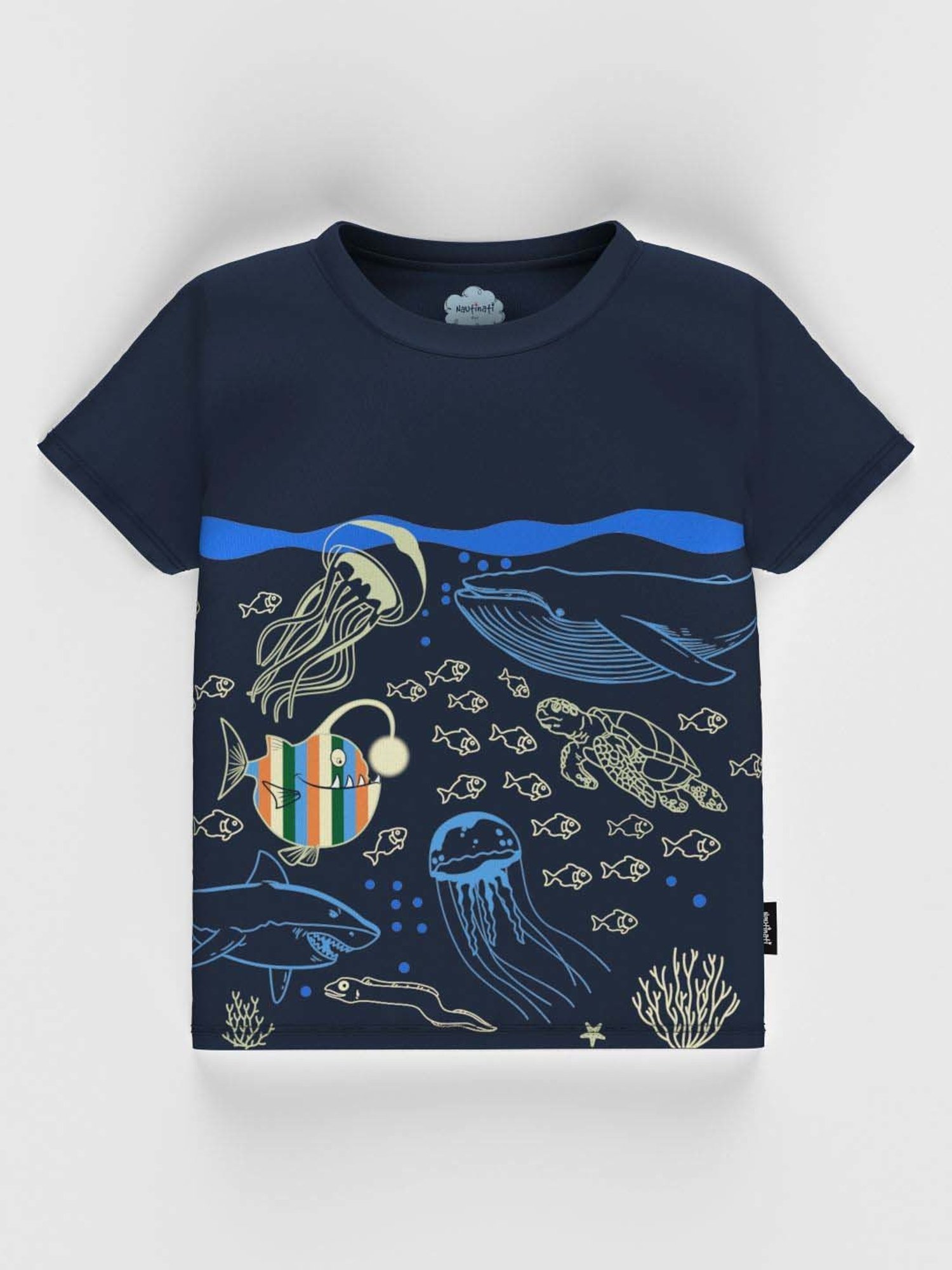 Nauti Nati Kids Navy Cotton Printed T-Shirt