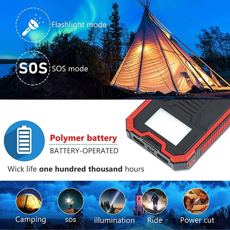 Portable Power Bank 15000mAh  Solar Charger Solar Power Bank Battery Pack HighSpeed Charging Solar Phone Charger for iPhone Samsung and More