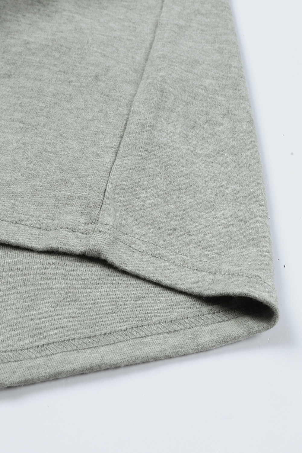 Grey Plain Solid Color Casual Seam Long Sleeve Top