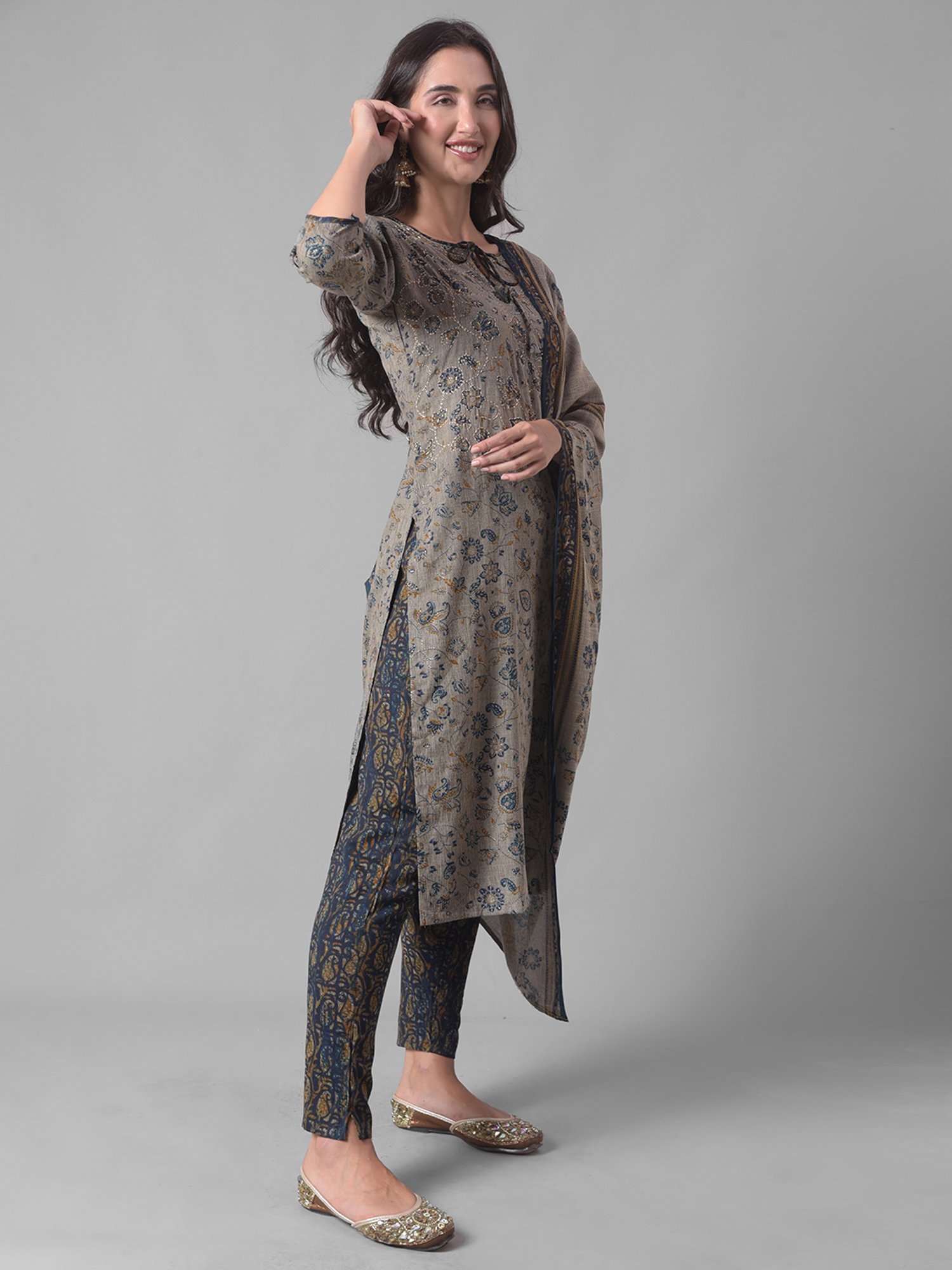Dollar Missy Blue Embellished Kurta With Pants & Dupatta