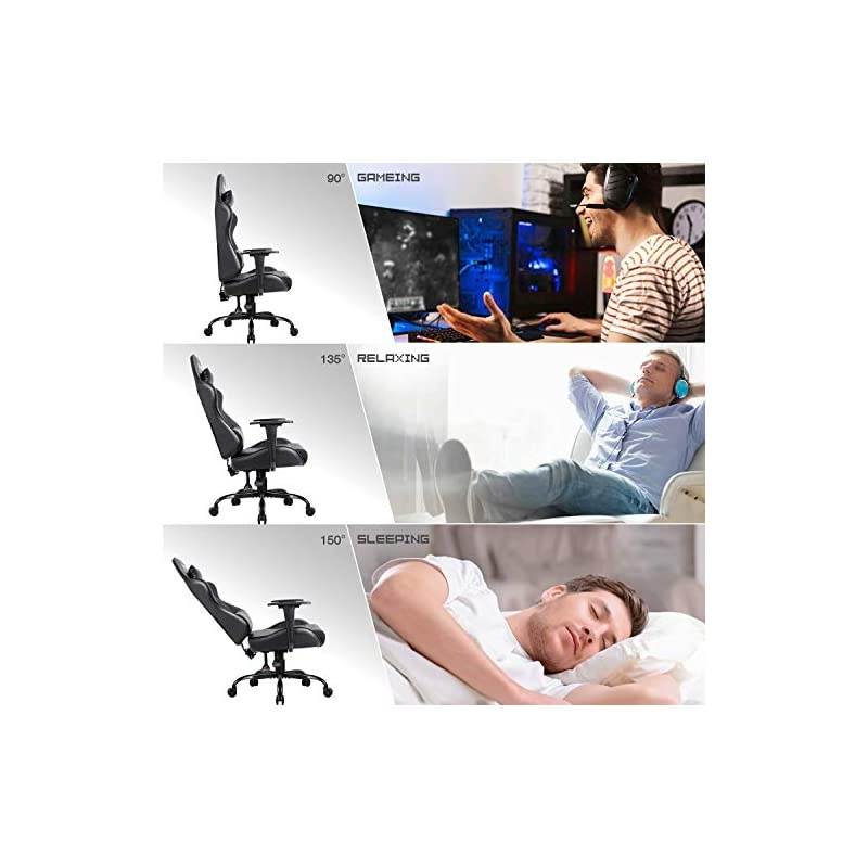 Height Swivel Ergonomic Executive Headrest for Adults Gaming Office Computer High Back Racing Desk Chair PU Leather Adjustable Seat, Black