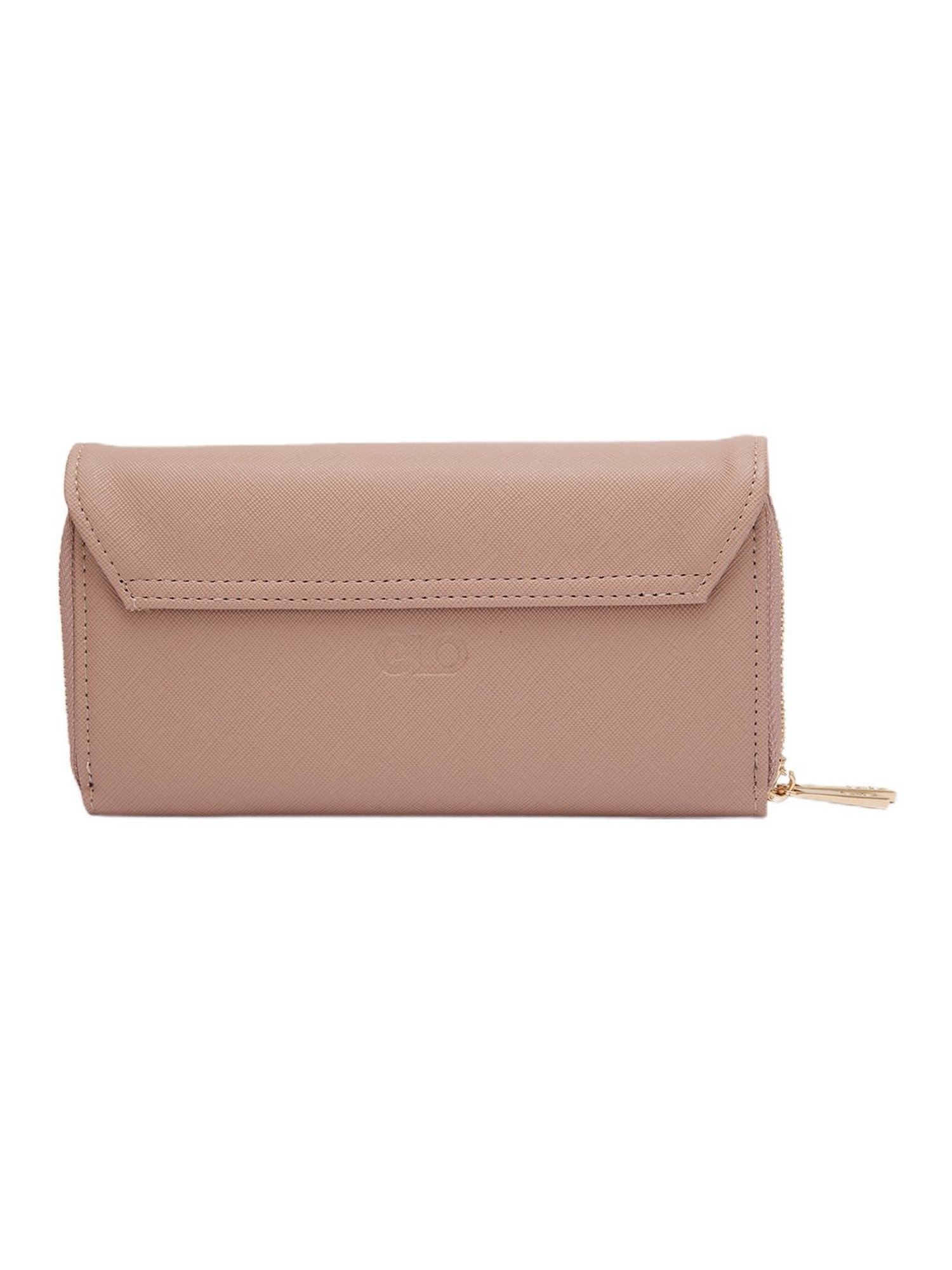 Globus Women Taupe Solid Vegan Leather Envelope Wallet with Wrist Loop