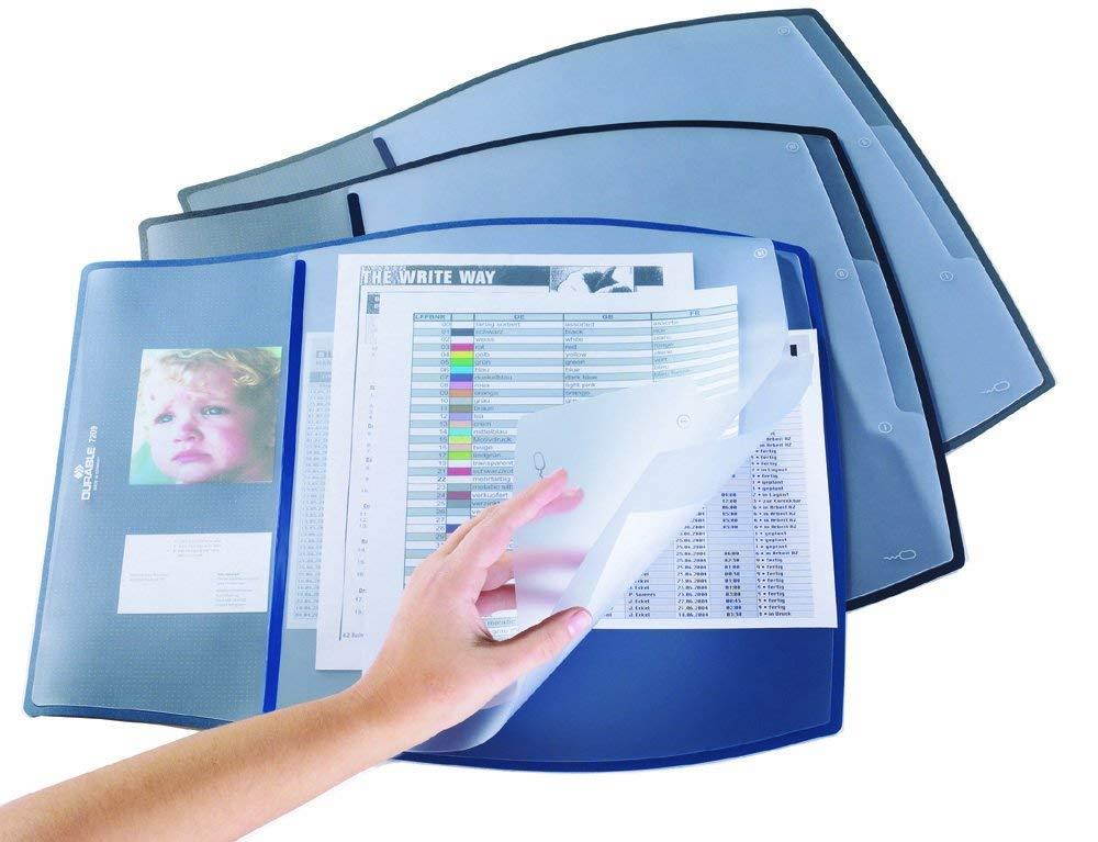 DURABLE Work Pad, Desk Pad with 3 Center and 1 Side Overlay, 15-1/4 x 17-1/4 Inches, Dark Blue (720907)