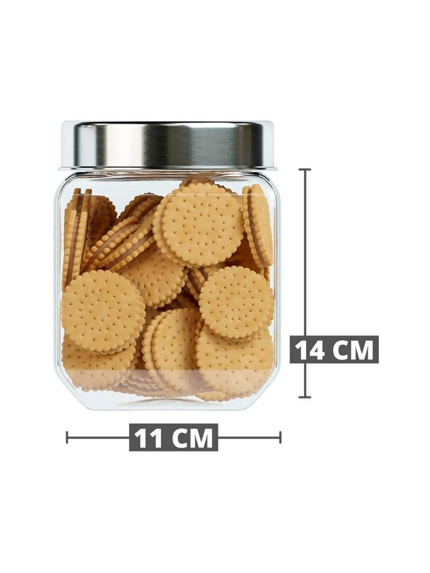Femora Octo Transparent Glass Storage Jars (1150 ml) - Set of 4