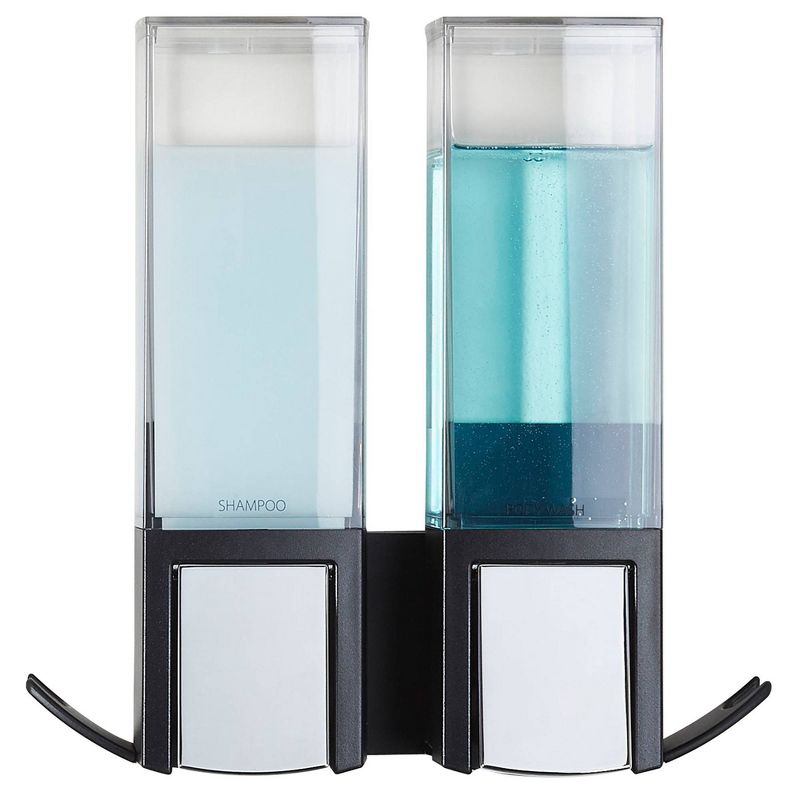 Clever Double Chamber Wall Mount Soap and Sanitizer Dispenser  Black - Better Living Products