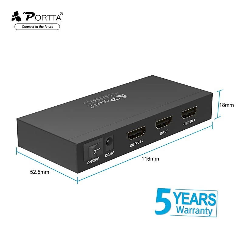 Premium HDMI Splitter 1X2 2 Port V2.0 with HDCP Key 4Kx2K@60Hz with EDID HDCP2.2