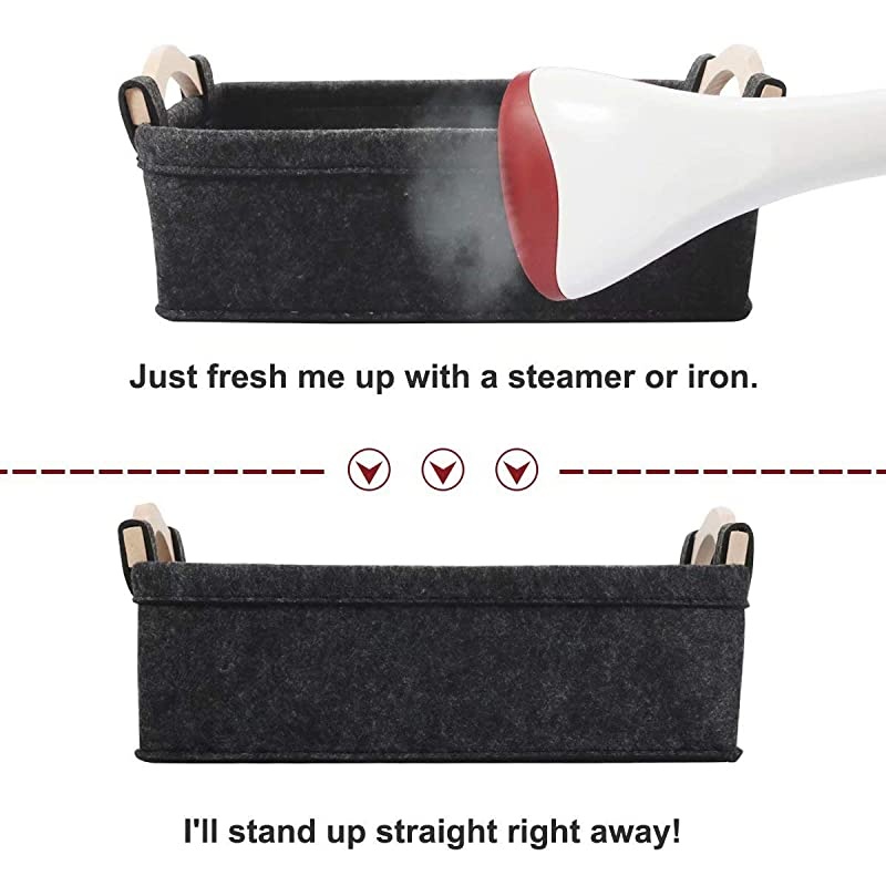 Storage Baskets Felt Rectangle Basket Storage Bins for DVD CD Record Cord Books Video Electronics Items Remote TV Cabinet Organizer with Handles