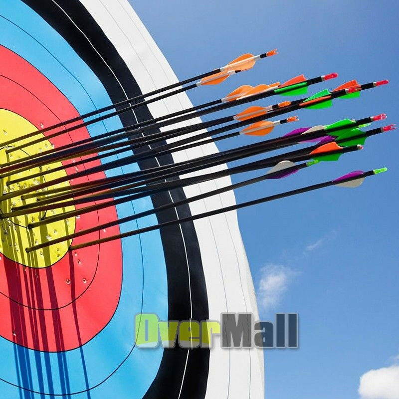 36Pcs 31.5" Archery Arrow Fiberglass Arrow Nock Fletched Target Practice Hunting