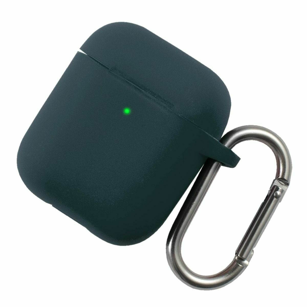 For AirPods 1  2 Liquid Silicone Case Protective Soft Skin Cover Midnight Green