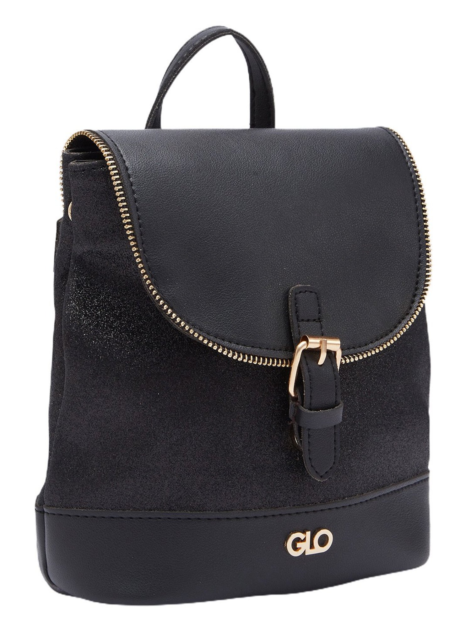 Globus Women Black Textured Vegan Leather Backpack