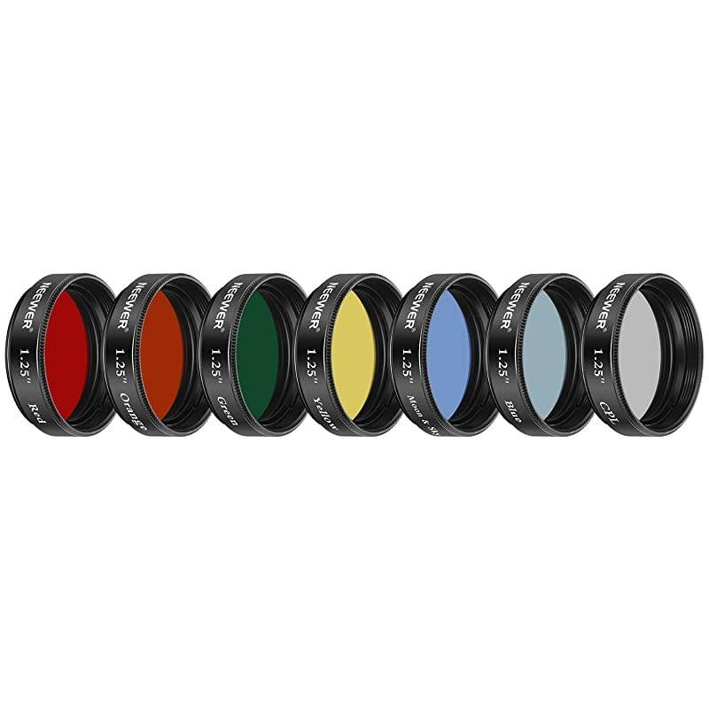 125 inches Telescope Moon Filter CPL Filter 5 Color Filters SetRed Orange Yellow Green Blue Eyepieces Filters for Enhancing Definition and Resolution in Lunar Planetary Observation