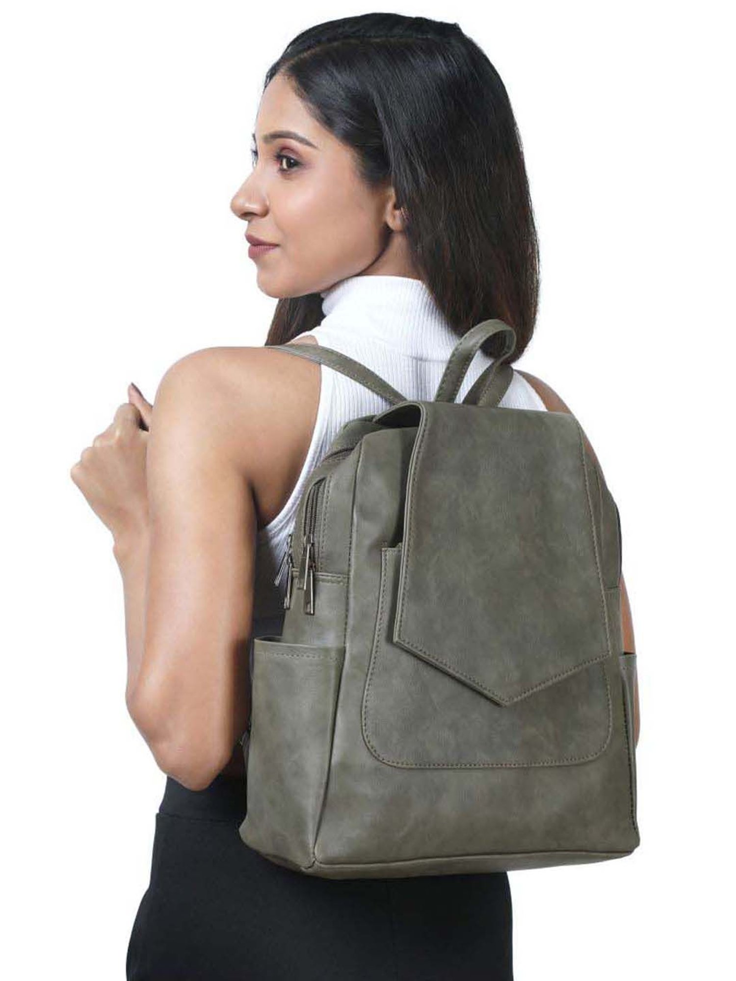 Toteteca Green Solid Large Laptop Backpack