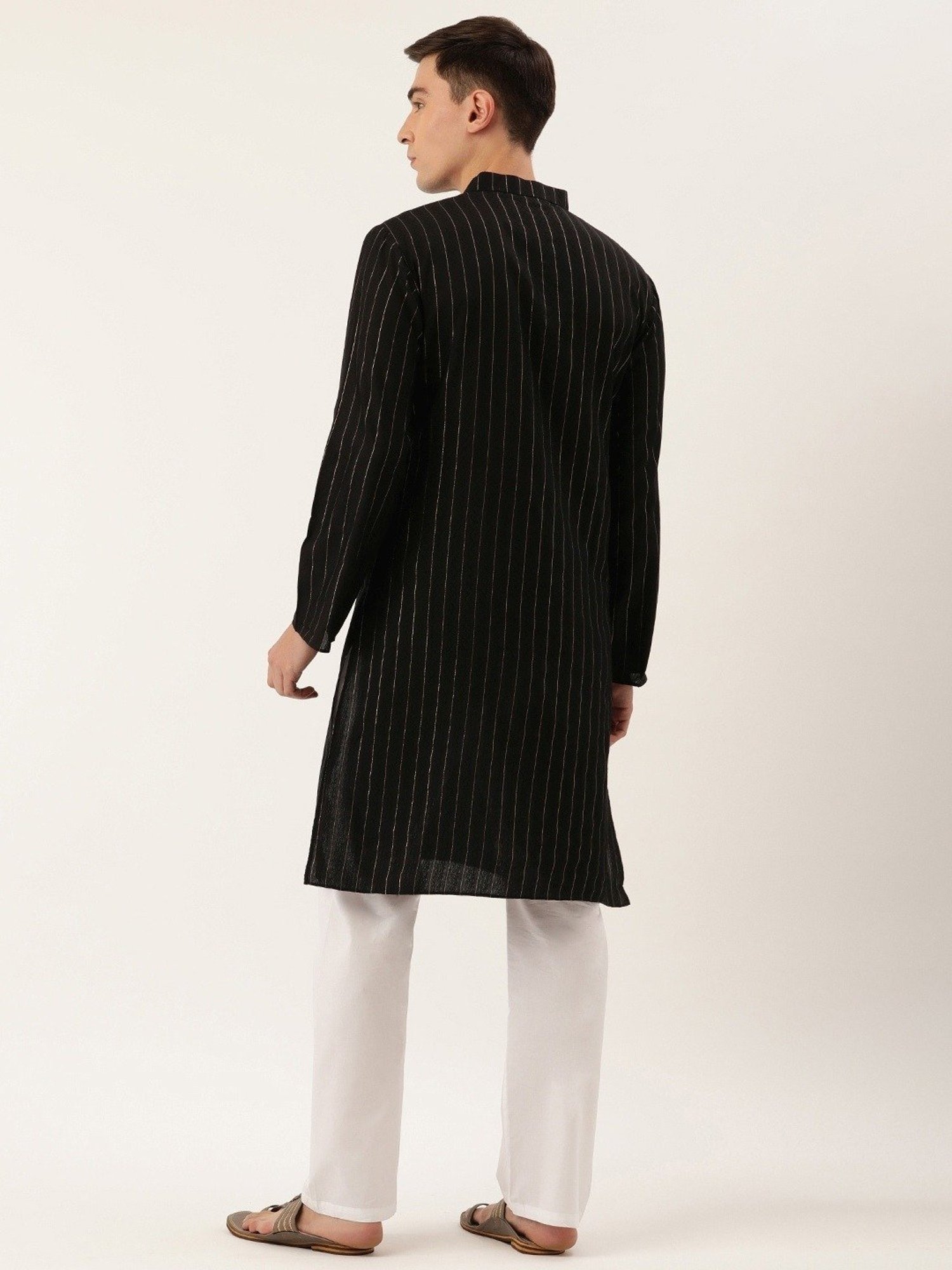 SWAGG INDIA Black Regular Fit Self Pattern Kurta