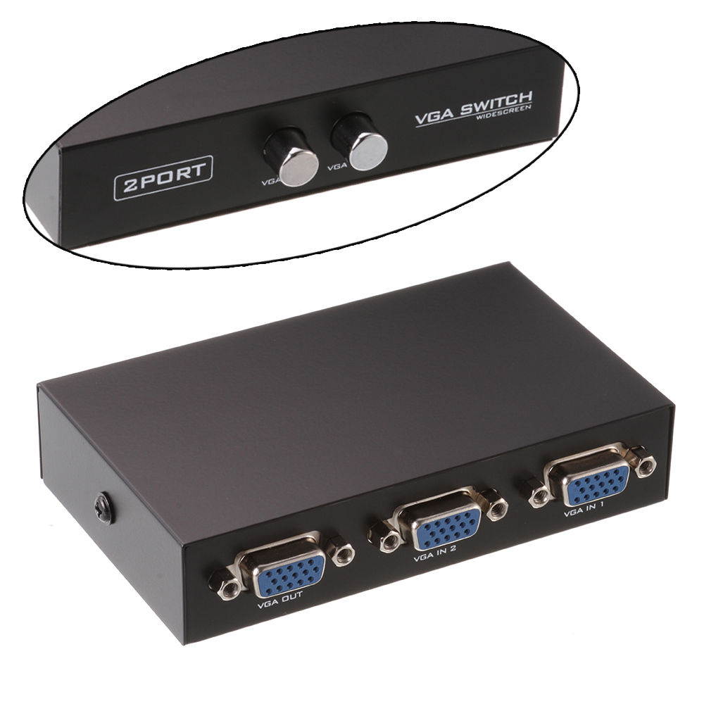 2 Port 15 Pin Female(2 VGA in/1 VGA Out) VGA Switch Box for PC TV Monitor,Resolution up to 1920x1440(Not for DDC, DDC2, DDC2B Monitor)