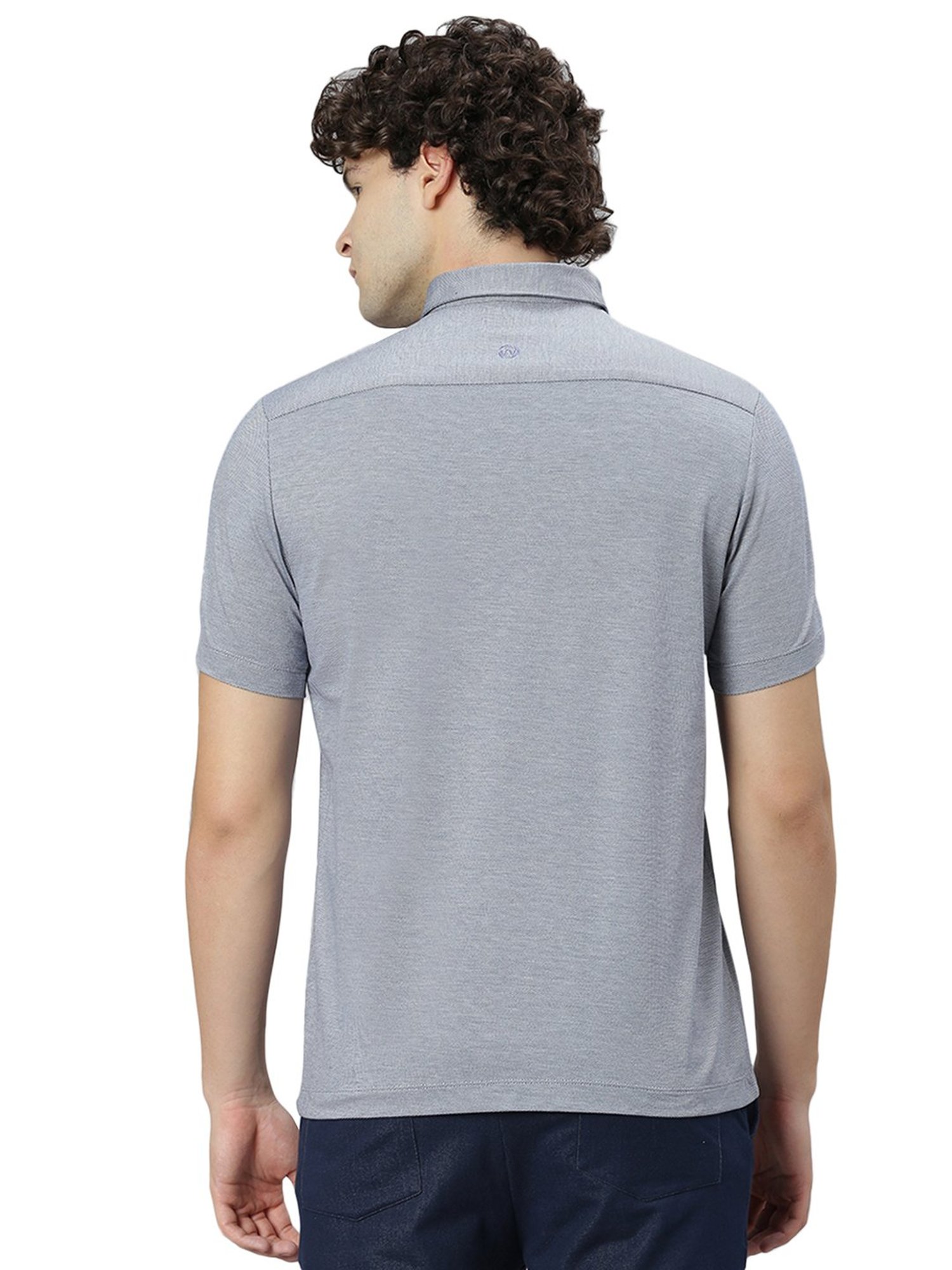 Slowave Blue Regular Fit Cotton Polo T-Shirt