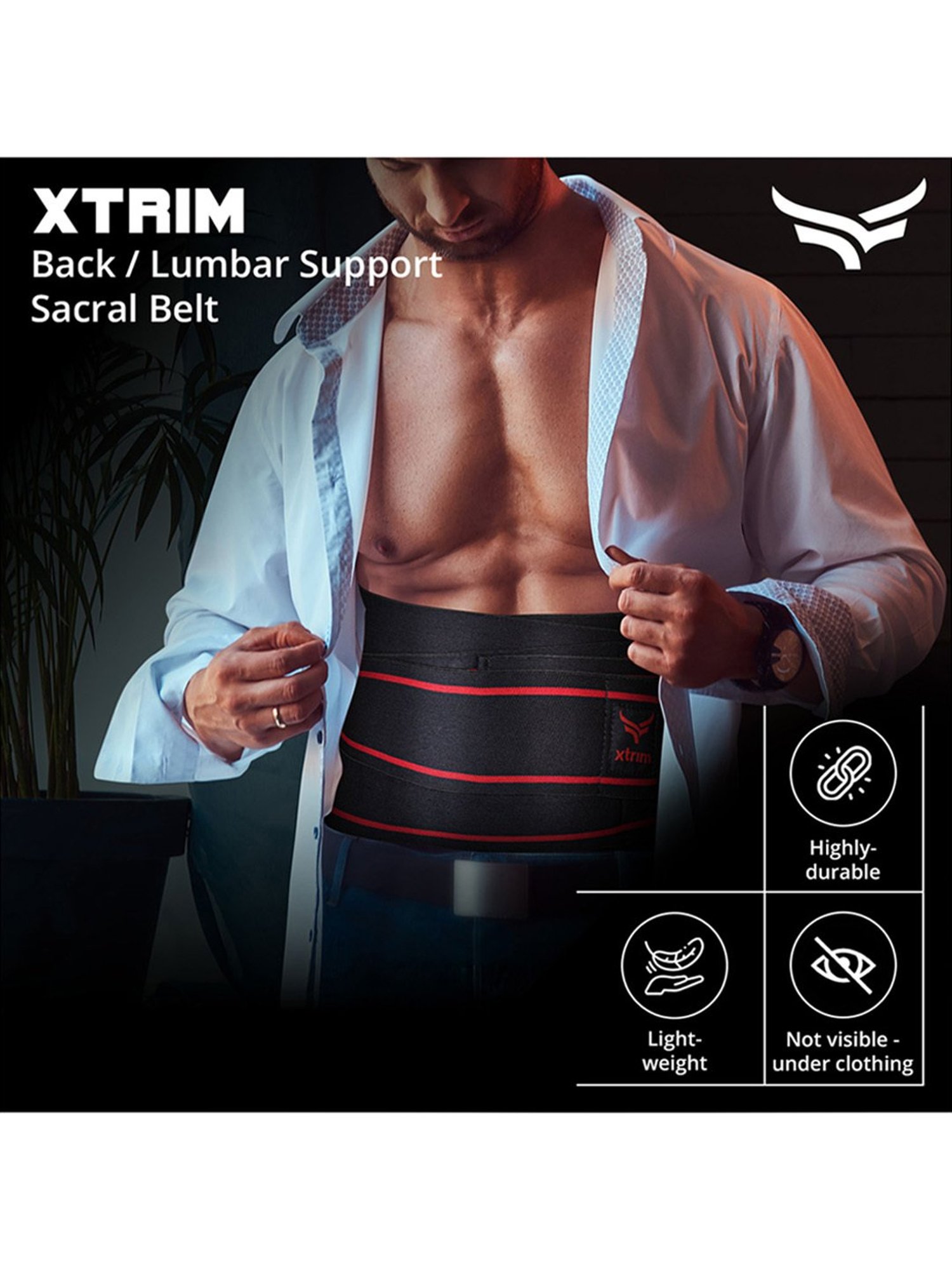Xtrim Back Support Belt For Backache (Black) Size - Medium
