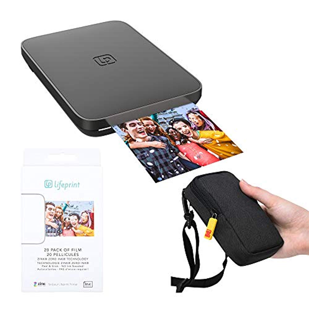 lifeprint 3x4.5 portable photo and video printer black travel kit