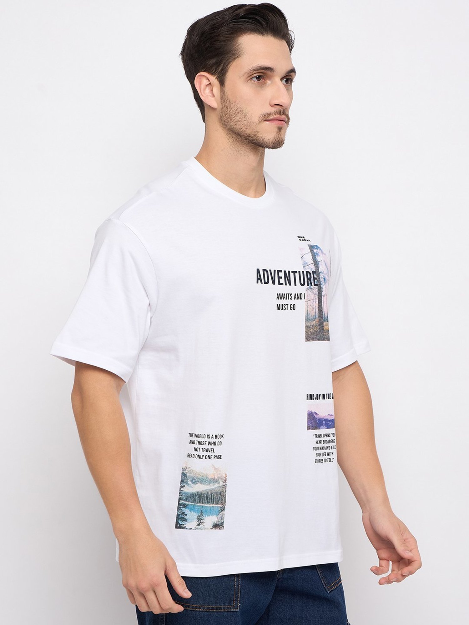 Duke White Loose Fit Printed T-Shirt