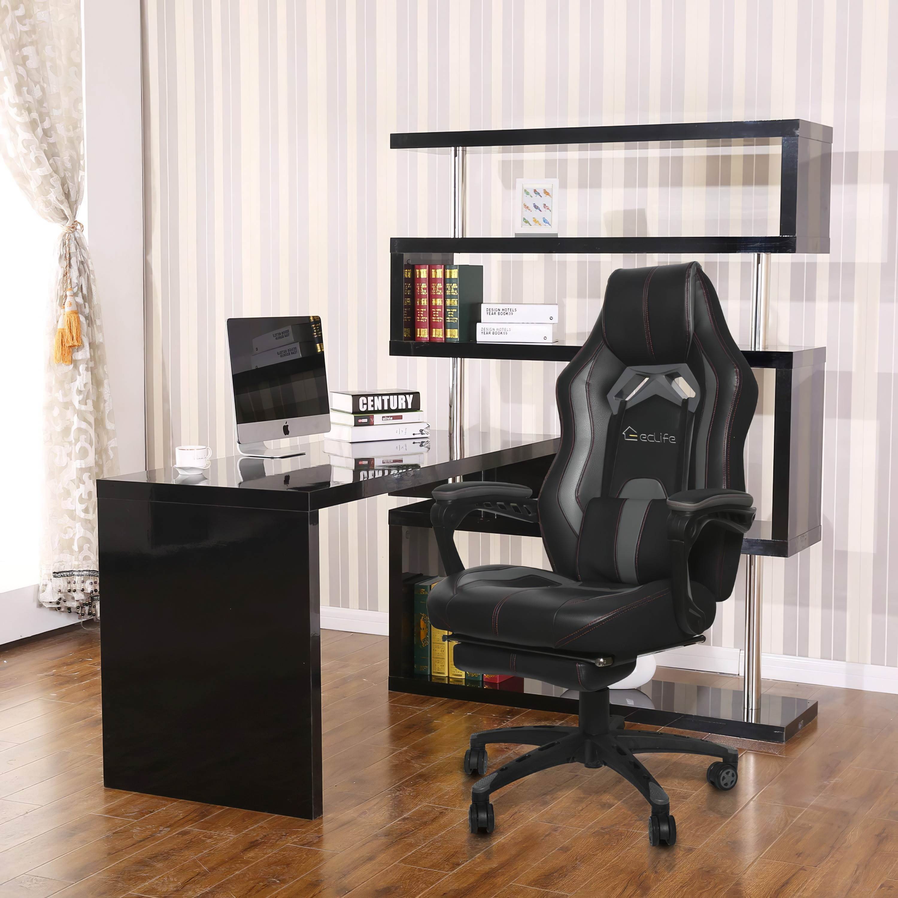 E-sports Massage Gaming Chair with footrest Grey