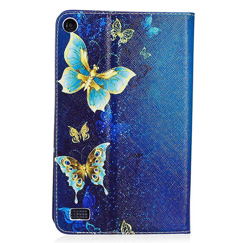 Case for Fire 7 2015  Kickstand Slim Fit Flip Cover with Card Slots Cash Holder Protective Case for  Kindle Fire 7 Display 5th Generation 2015 Release Gold Butterfly