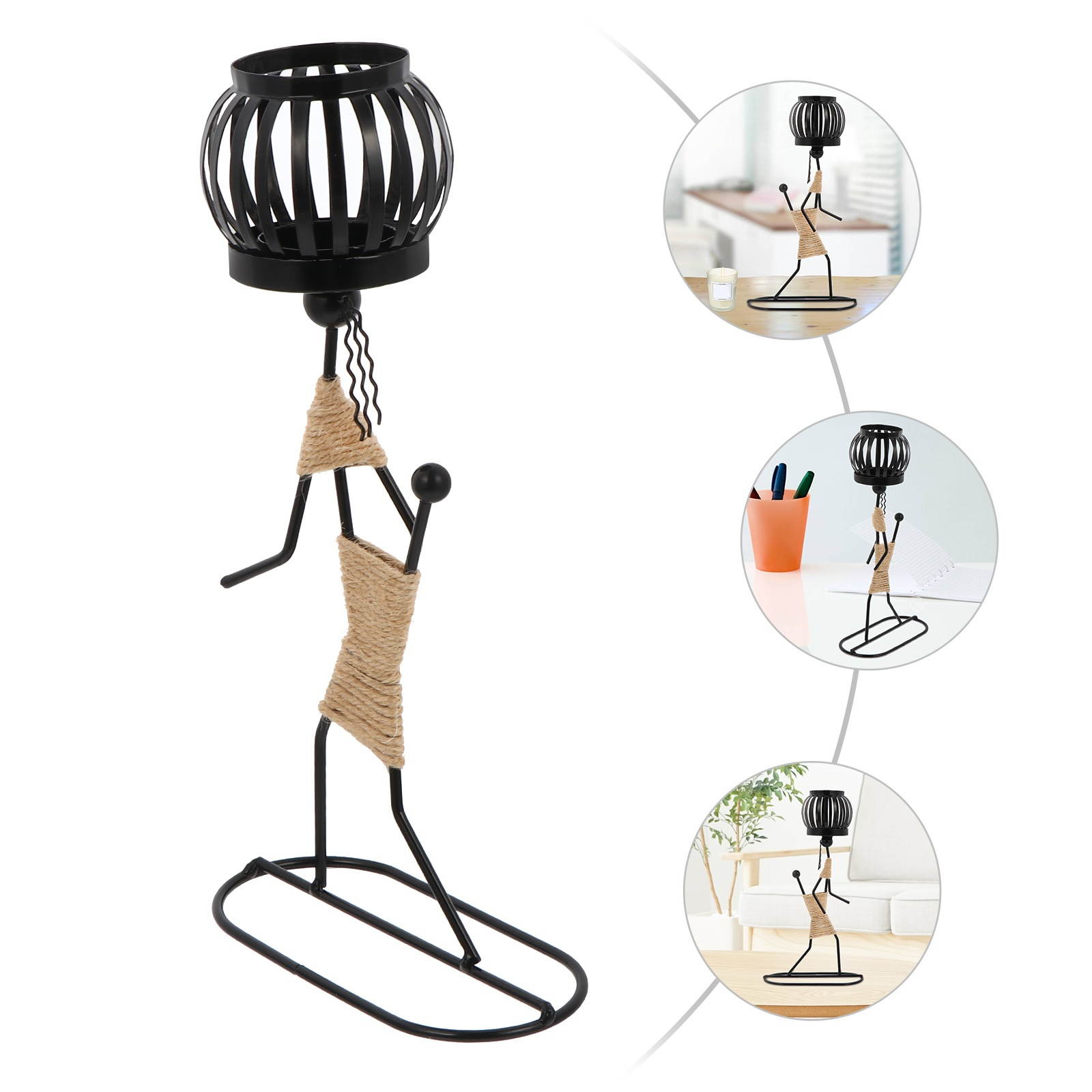 1 Pc Chic Retro Candlestick Iron People Shape Candle Holder Home Candlestick