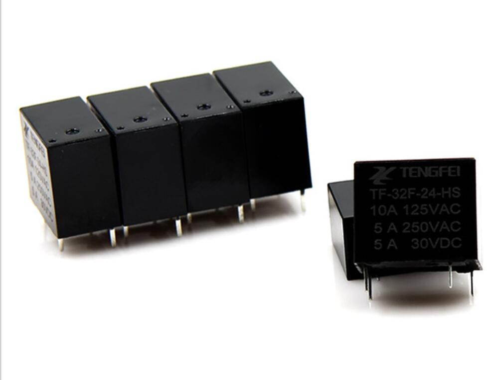 10 pcs normal open 4 pins DC24V 0.45w small electromagnetic relay TF-32F-24-HS for 10A/125VAC 5A/250VAC 5A/30VDC contact load